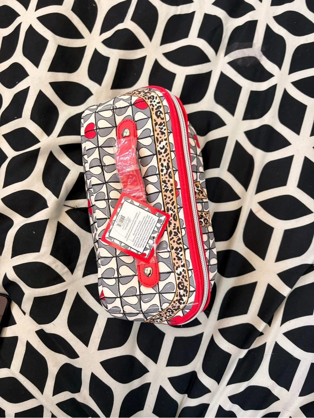 Brighton Wild Love Cosmetic Bag - Red, Black, Cream with Leopard Trim